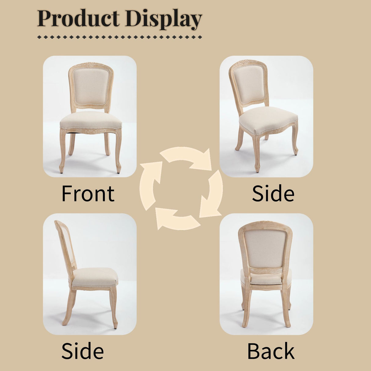 Dining Chairs Upholstered With Fan Shaped Back (Set of 2) - Beige
