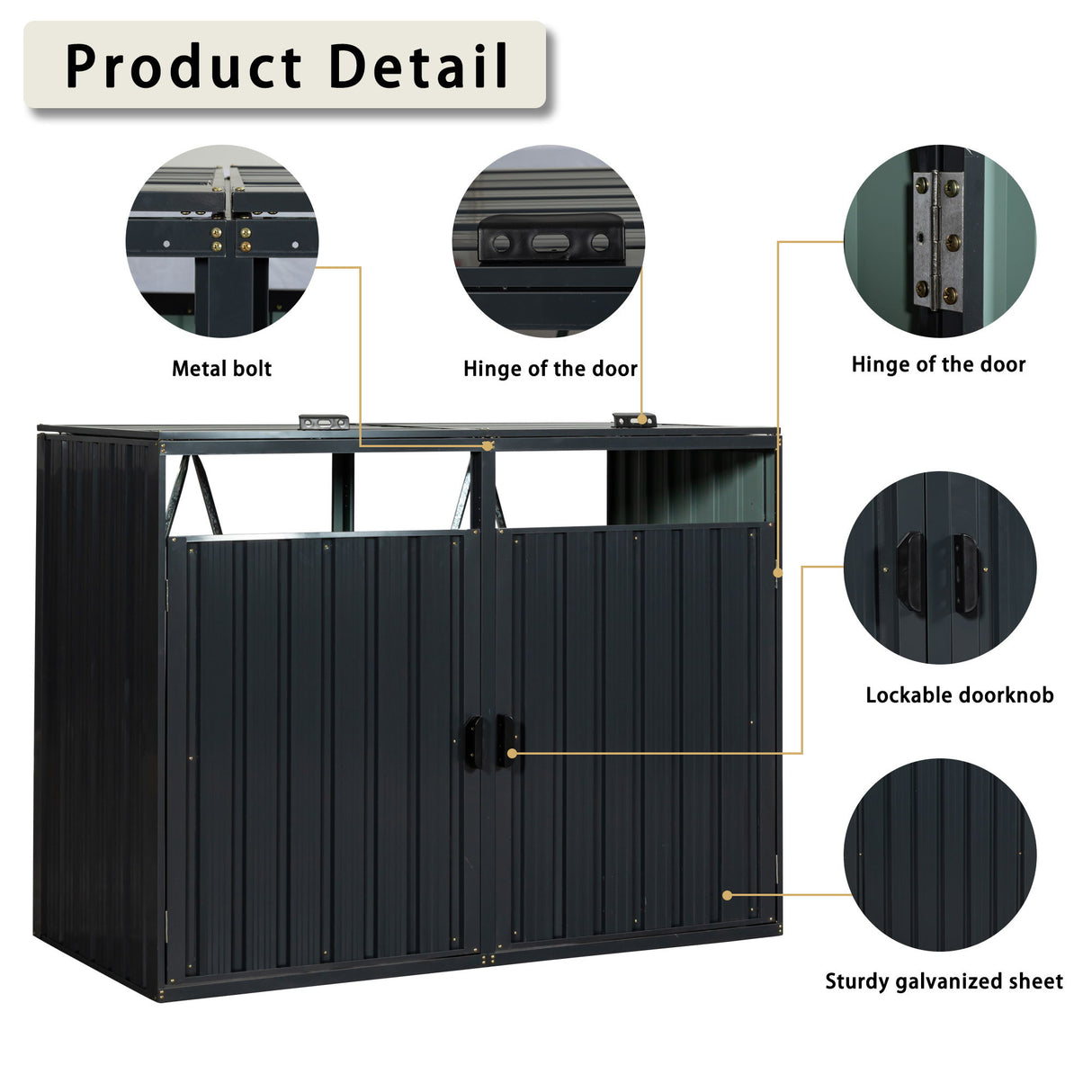 Garbage Bin Shed Outdoor Storage Building Weatherproof Galvanized Steel Housing