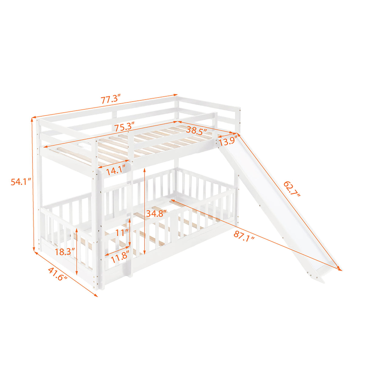 Functional Bunk Bed & Convertible Ladder And Slide