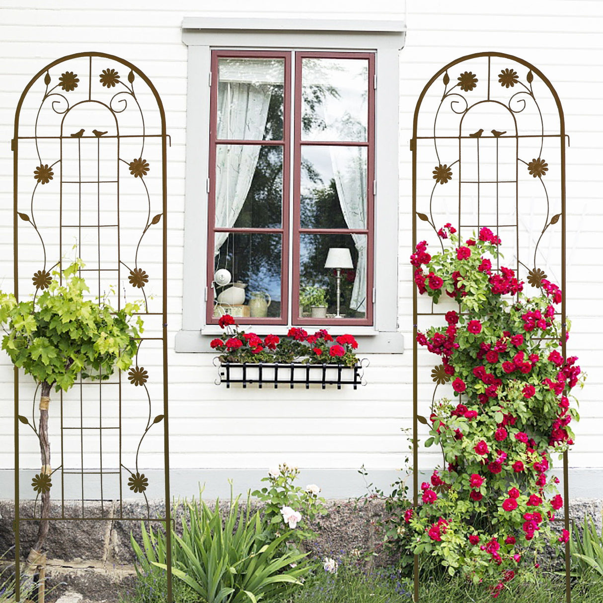 Metal Garden Trellis Rustproof Trellis For Climbing Plant Outdoor Flower Support