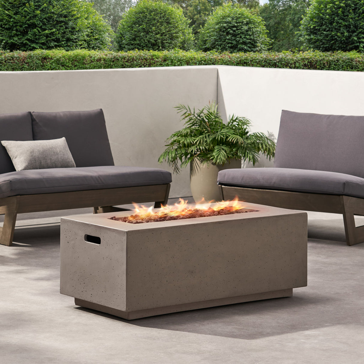 Propane Fire Pit Table Modern Outdoor Concrete Heater 40x15in