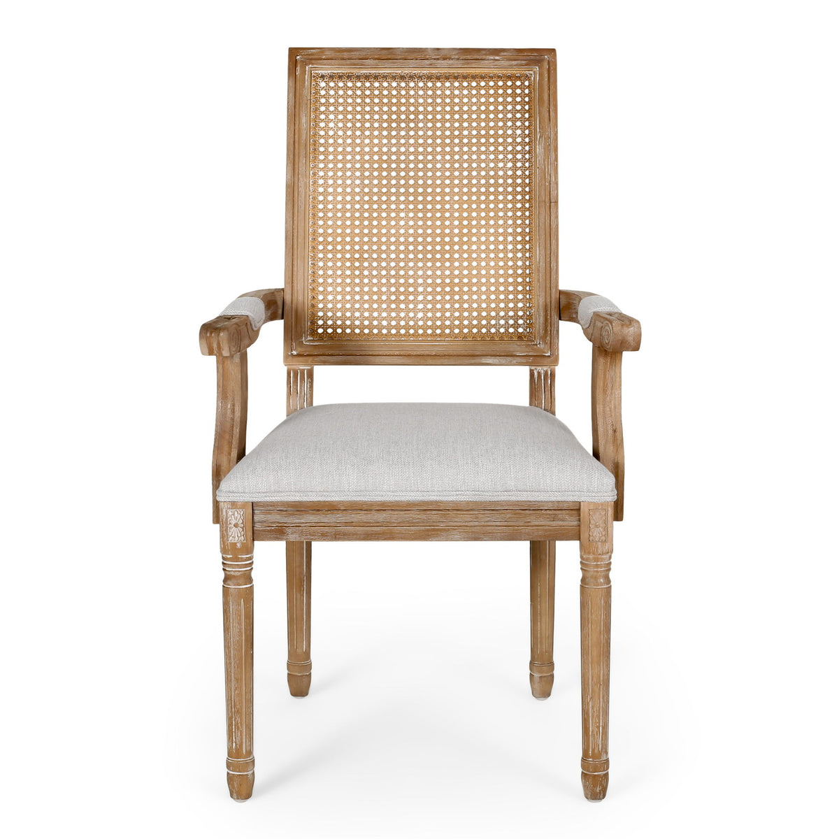 Elegant French Country Style Dining Chair With Cane Backrest