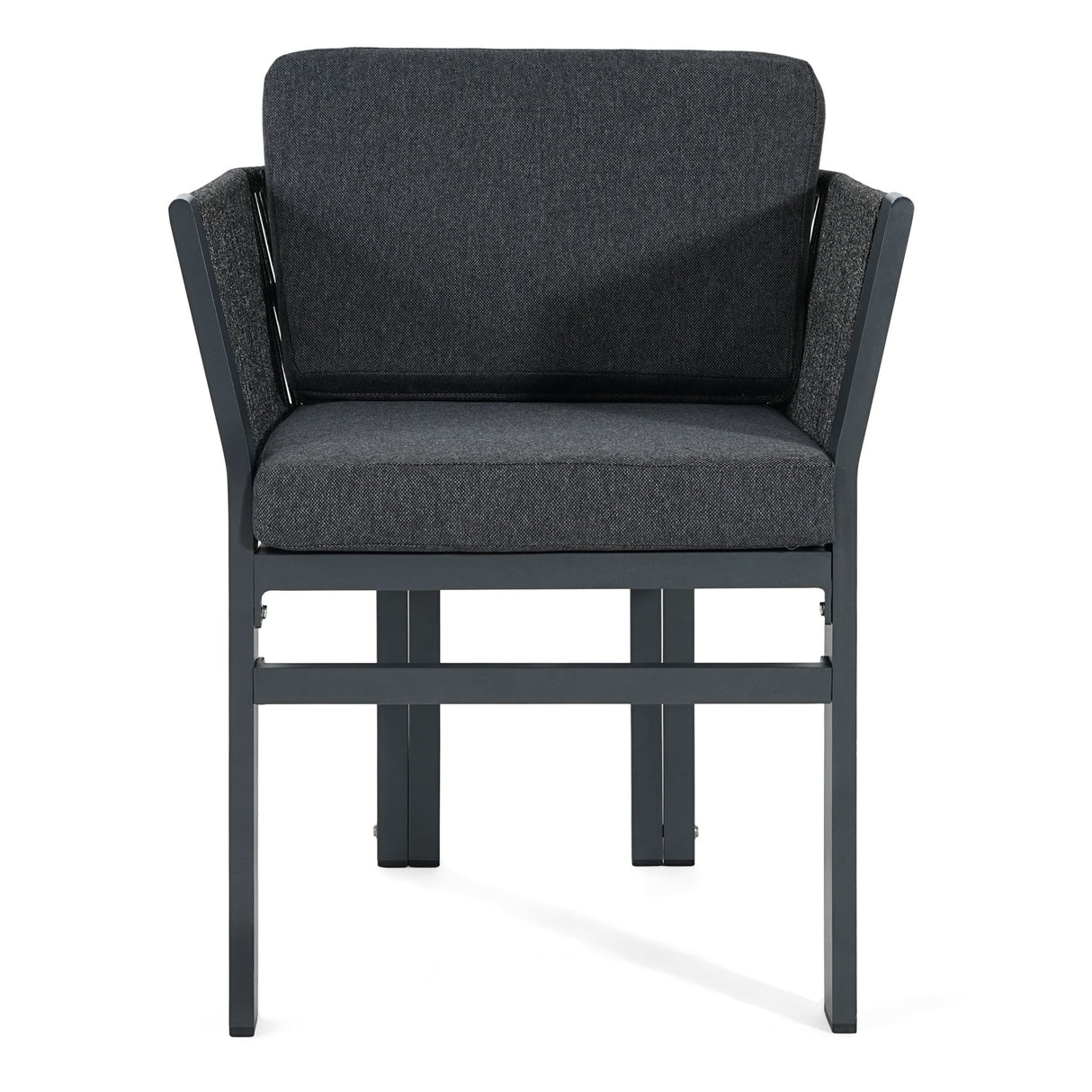 7 Piece Outdoor Dining Set & Table And 6 Chairs - Black / Gray / Teak