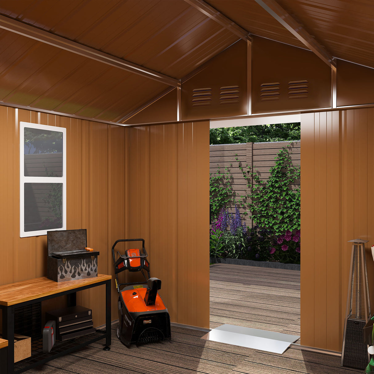 Heavy Duty Storage Shed Weatherproof 77in x 43in in Light Brown