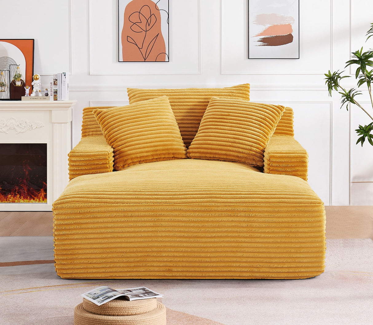 Cloudline - Oversized Chaise Lounge, Modern Comfy Couch With Full Foam Cushioning, Cozy Sleeper Sofabed