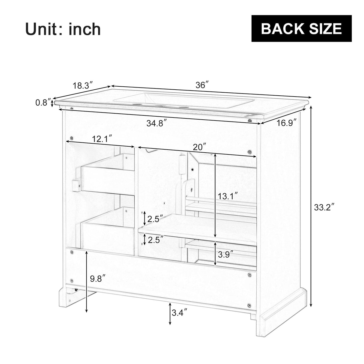 Bathroom Vanity With Ceramic Sink, Freestanding Design, 2 Tip Out Drawers, Soft Close Hinges - Gray