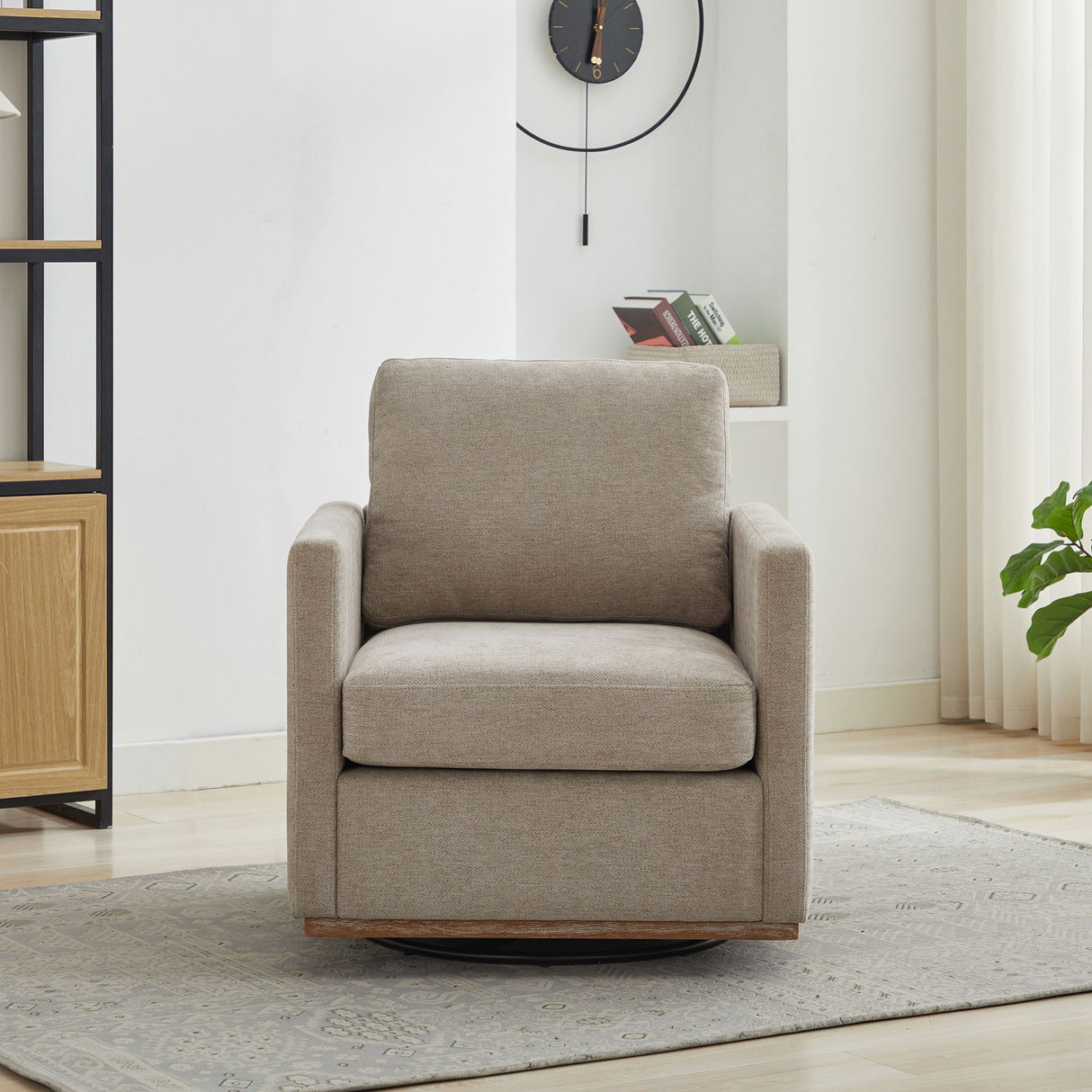 Square Upholstered Swivel Accent Chair
