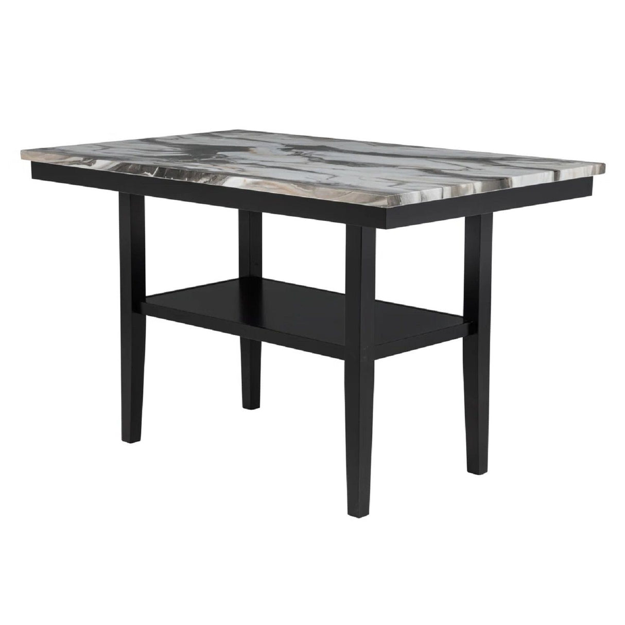 5 Piece Counter Dining Set With Table, Chairs - Black / Brown