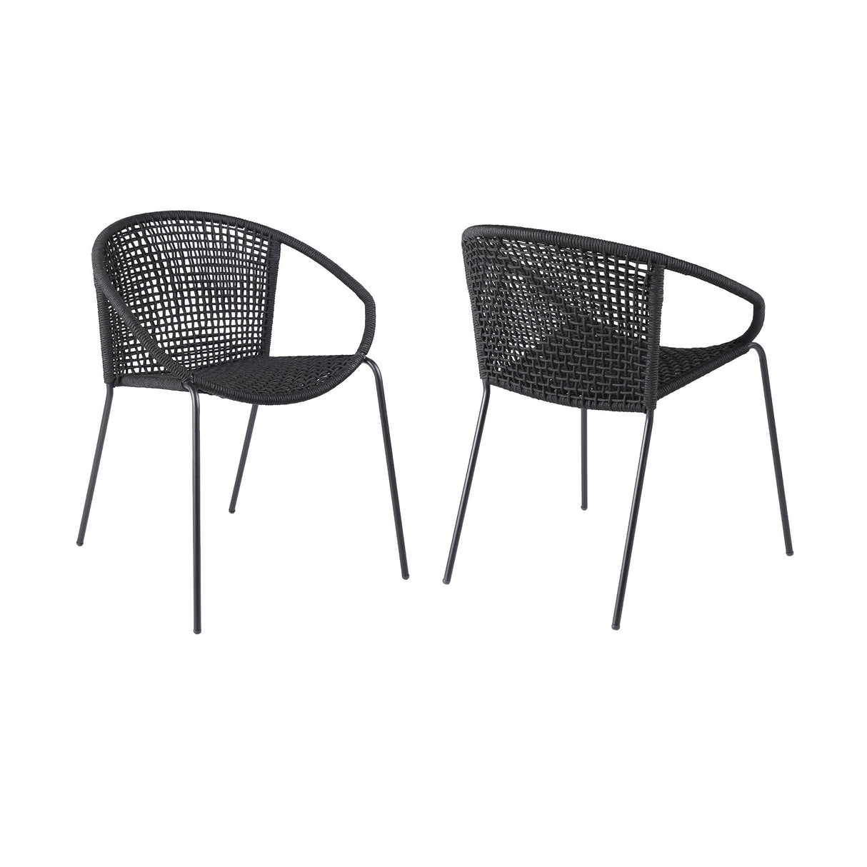 Snack - Indoor / Outdoor Stackable Steel Dining Chair (Set of 2) - Black