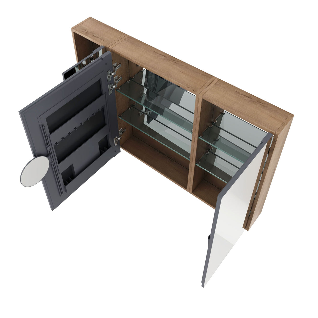 Wall Mounted Bathroom Cabinet With Adjustable Shelves Storage Cabinet - Imitative Oak