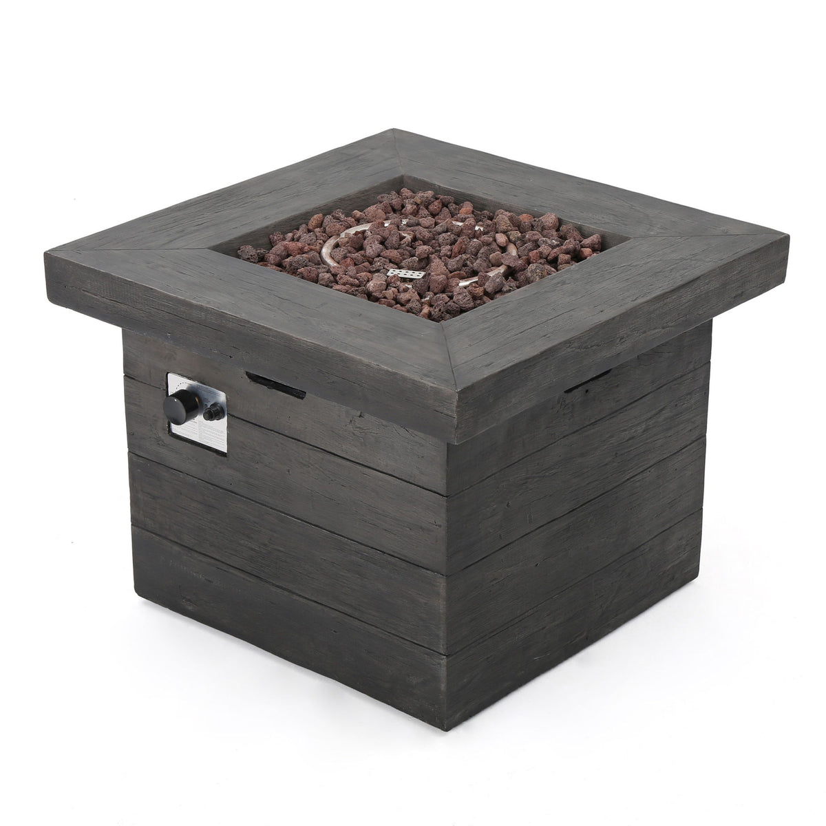 Anchorage - Wood Square Fire Pit 40, 000 Btu - Gray