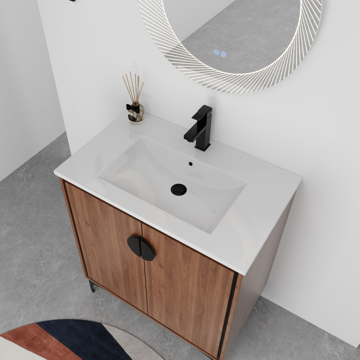 Bathroom Vanity Freestanding Cabinet With Sink - Brown