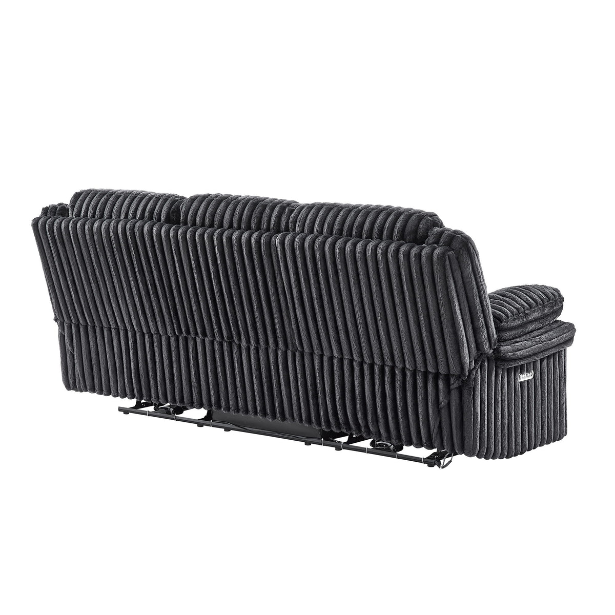 Winston - Power Reclining Sofa With LED Lighting, Hidden Drawer, And Drop Down Table - Black