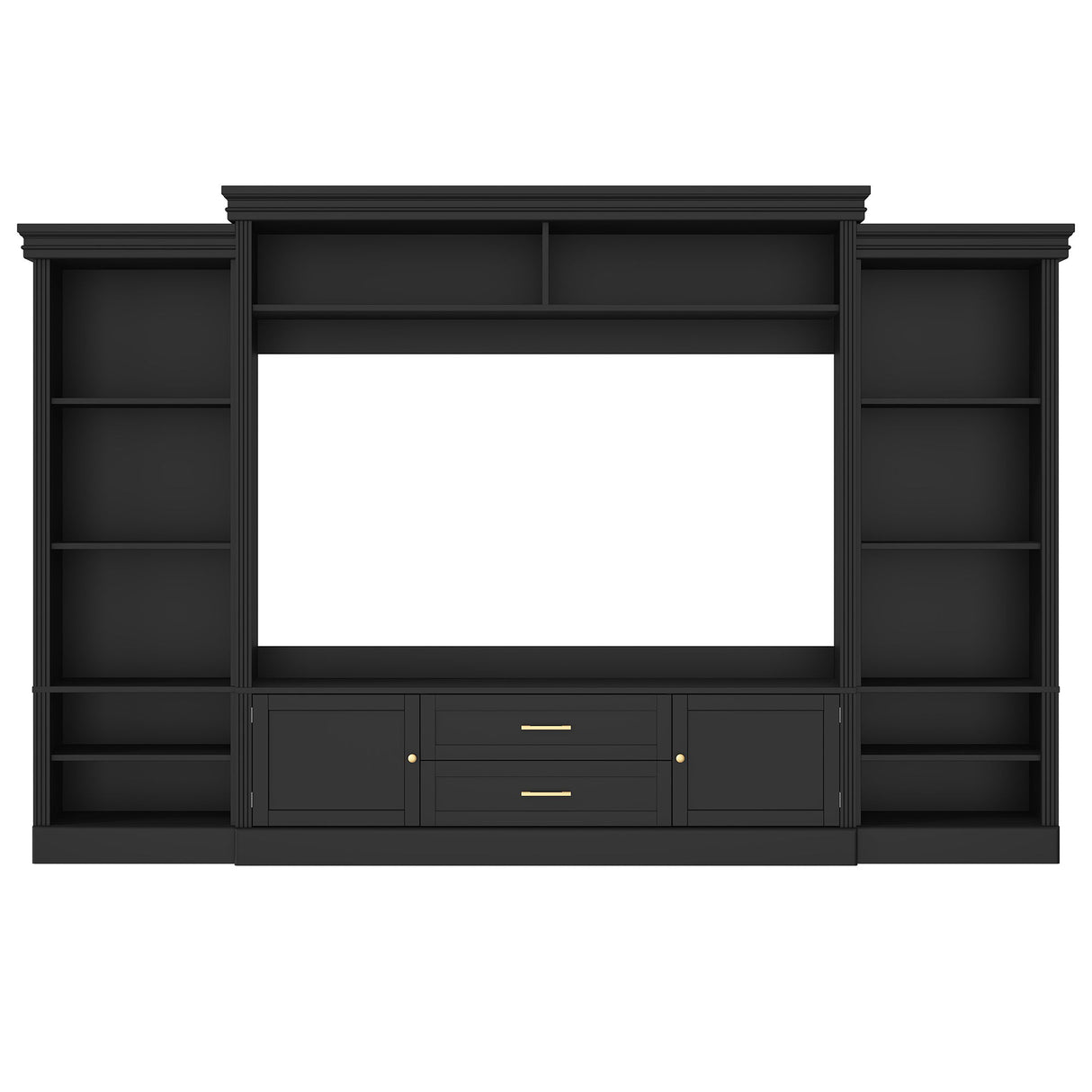 Elegant Entertainment Center Wall Unit With Bookshelves