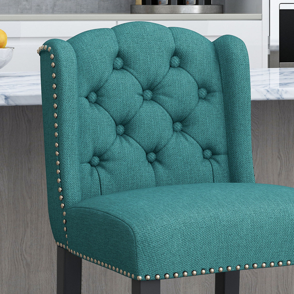 Vienna - Fabric Tufted Counter Stool With Nailhead Accents (Set of 2)