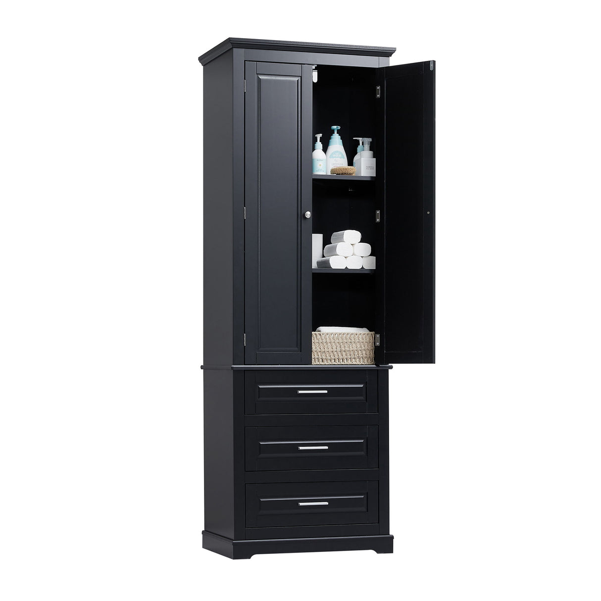 Tall Storage Cabinet With 3 Drawers For Bathroom
