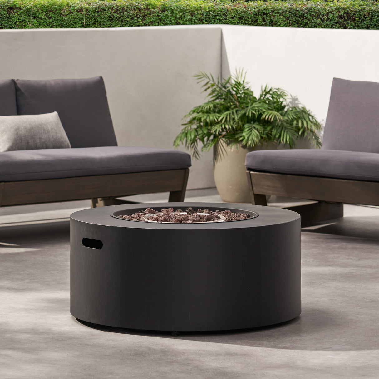 Round Propane Fire Pit Table Modern Outdoor Patio Heater 40000 BTU