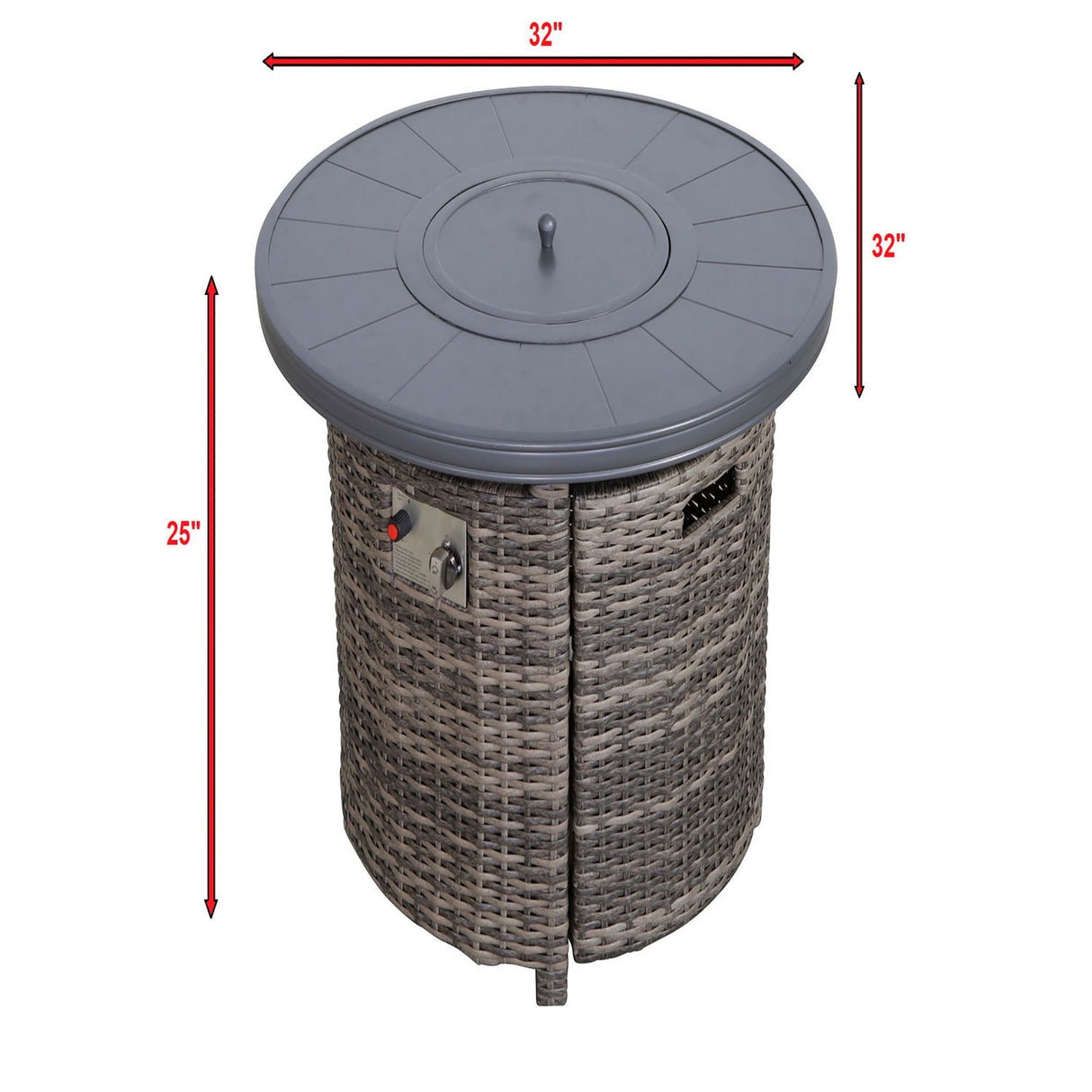 Outdoor Fire Pit Table Propane Heater Wicker 32x25in