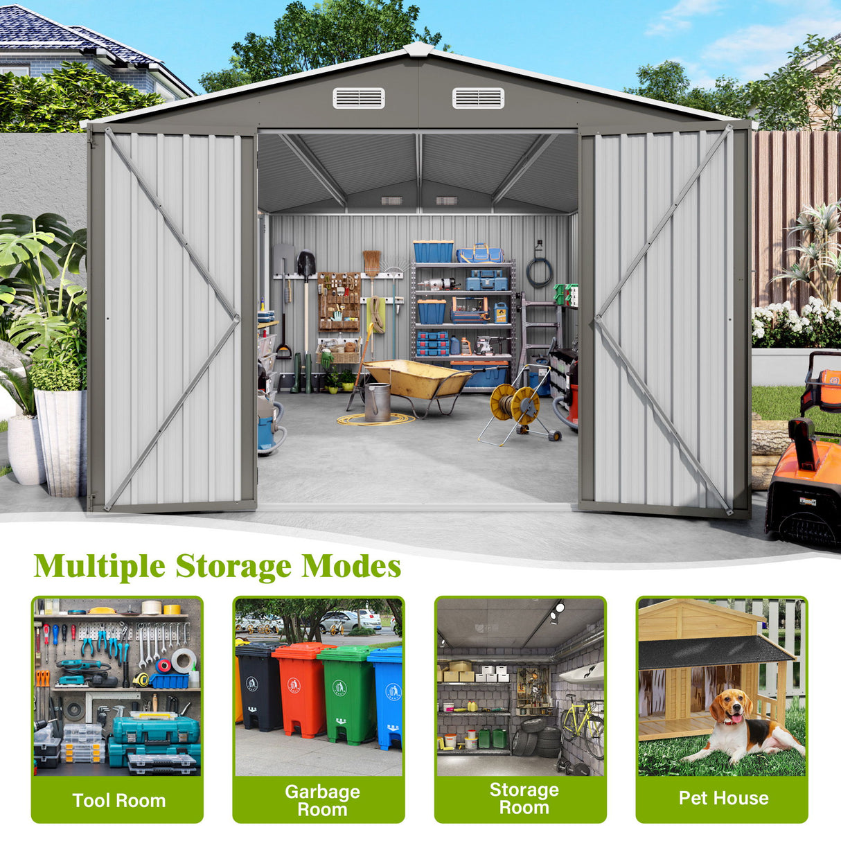 Outdoor Storage Shed With Lockable Doors