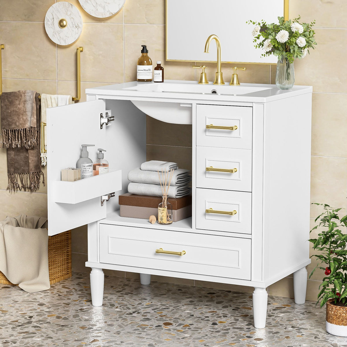 Traditional Bathroom Vanity Set With Soft Close Doors