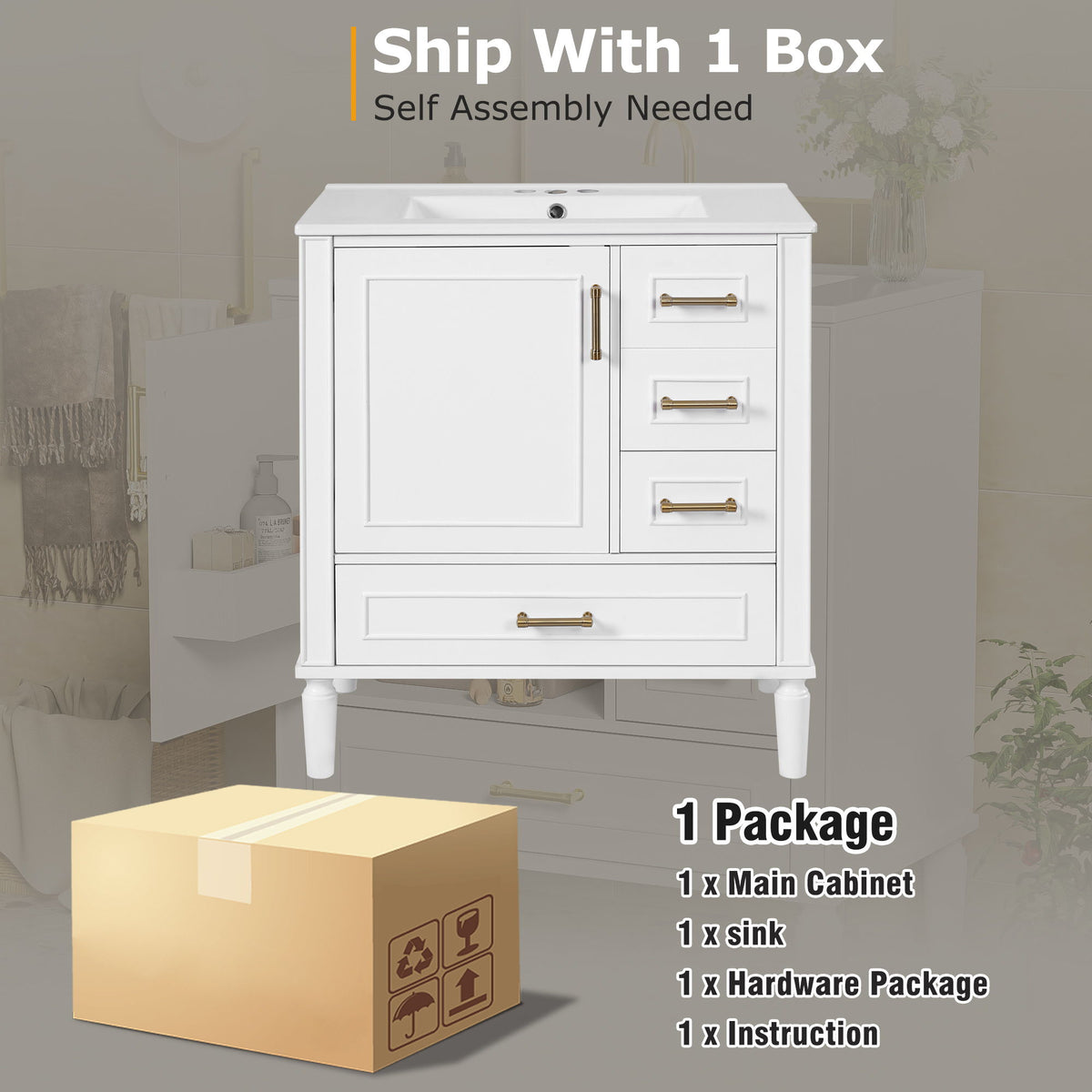 Traditional Bathroom Vanity Set With Soft Close Doors
