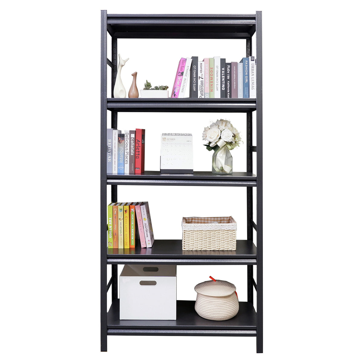 Storage Shelves 5 Tier Heavy Duty Metal Adjustable Shelving Units And Storage Rack Kitchen Garage Shelf - Black