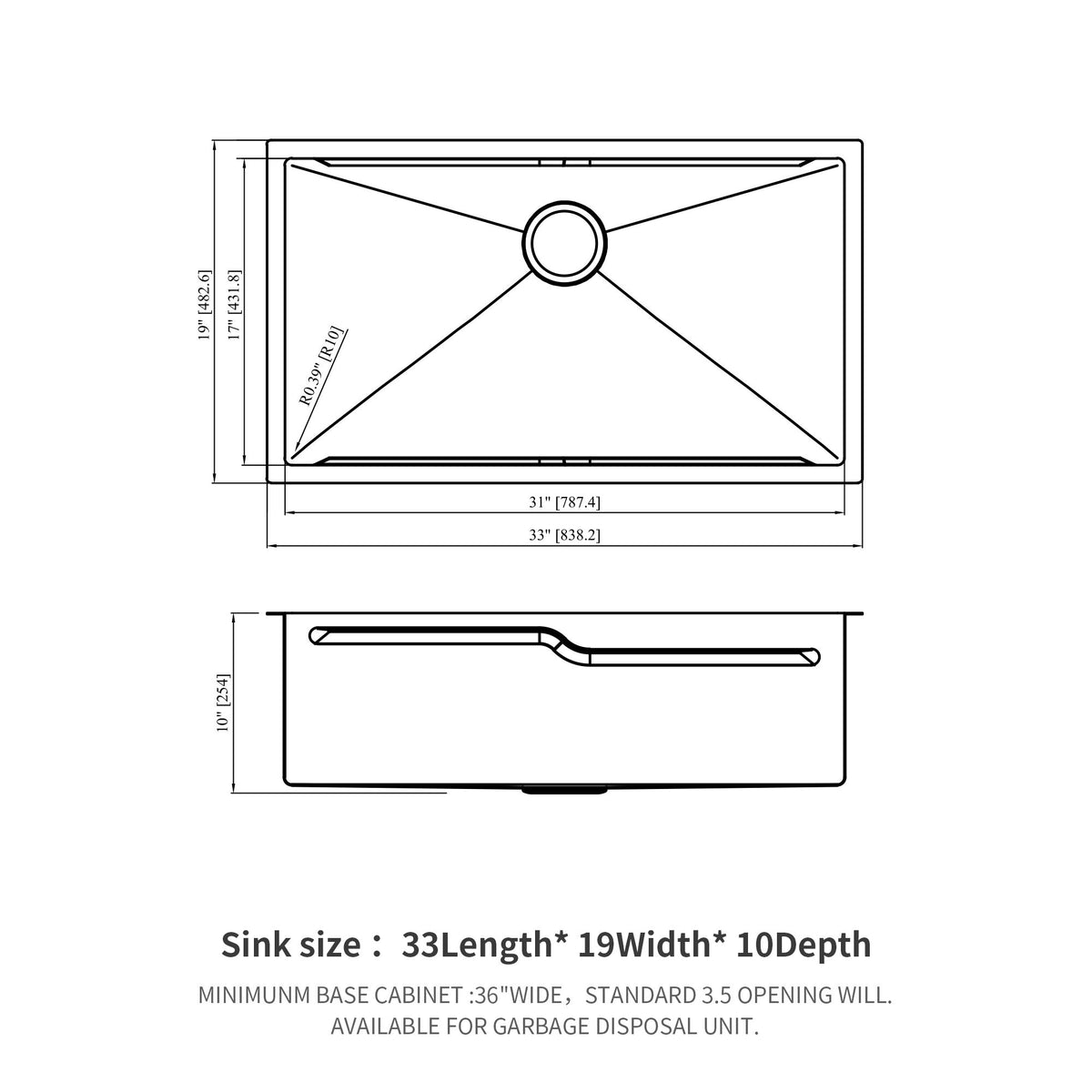 33" Undermount Kitchen Sink Single Bowl Ledge Workstation In 16 Gauge Stainless Steel - Brushed Nickel