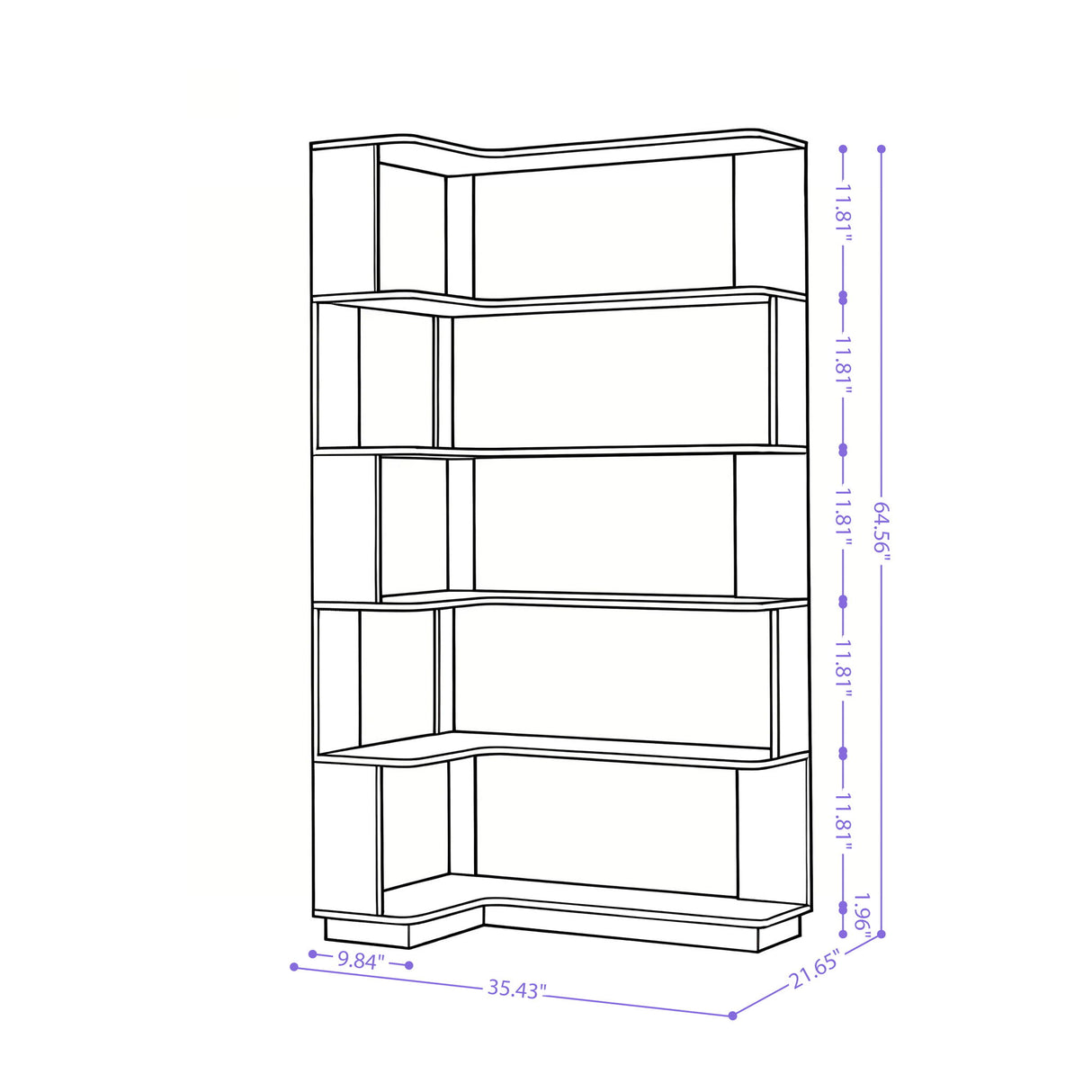 L-Shaped Design Corner Bookshelf