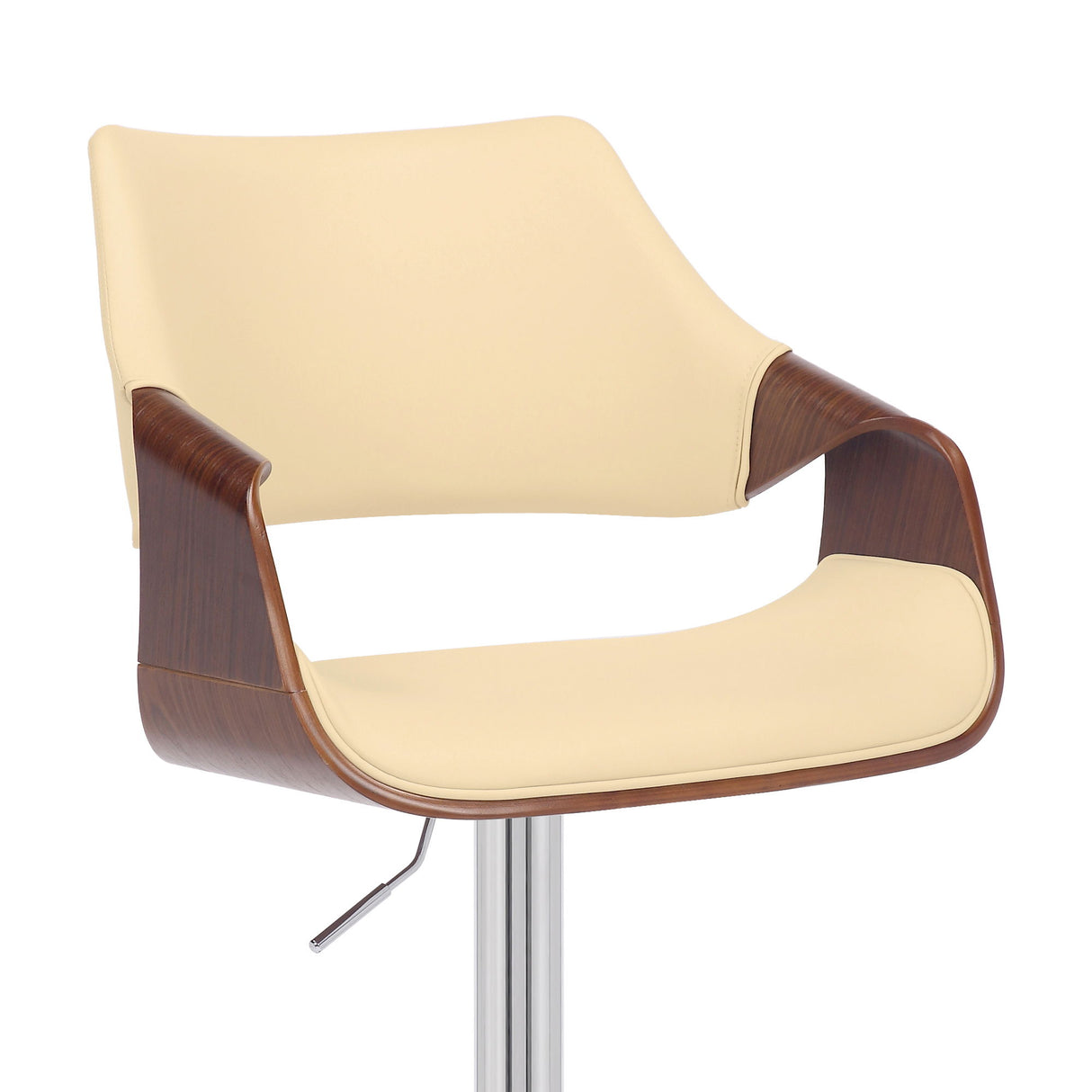Aspen - Adjustable Swivel Bar Stool With Chrome Base - Cream / Walnut