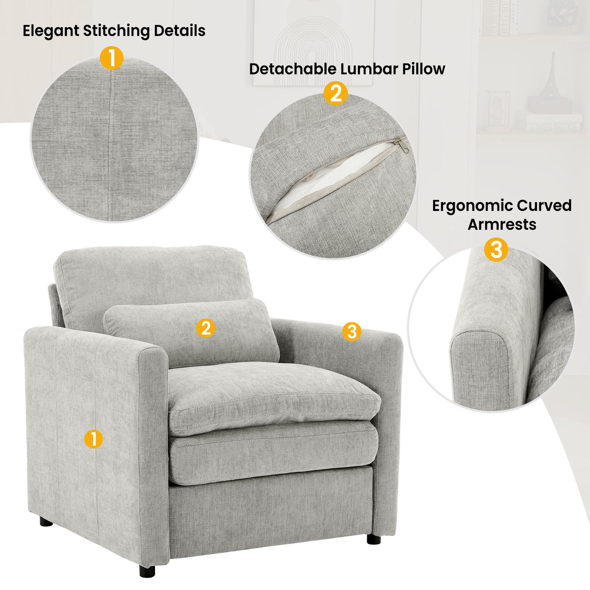 Cozy Upholstered Sofa Set For Living Room