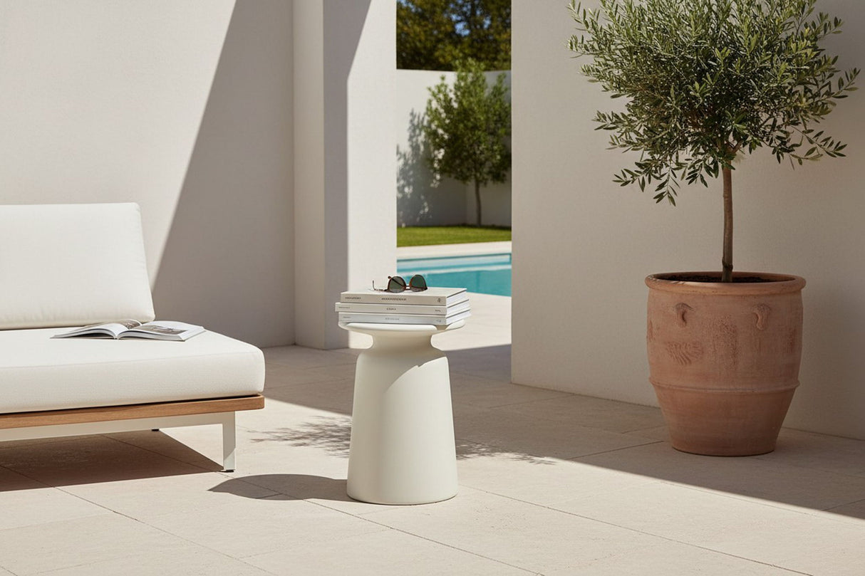 Lithia - Indoor Outdoor Lamp Table - White Concrete Finish