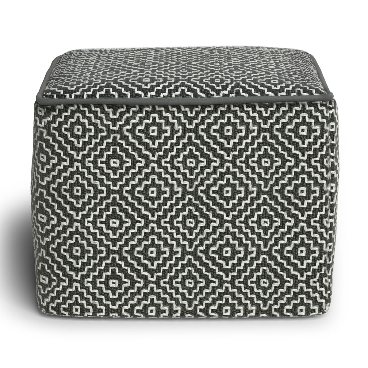Briella - Square Woven Outdoor / Indoor Pouf - Gray