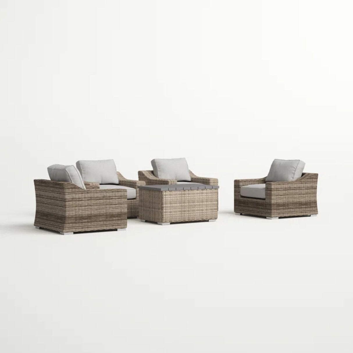 Wicker Sectional Seating Group With Cushions - Gray Mix