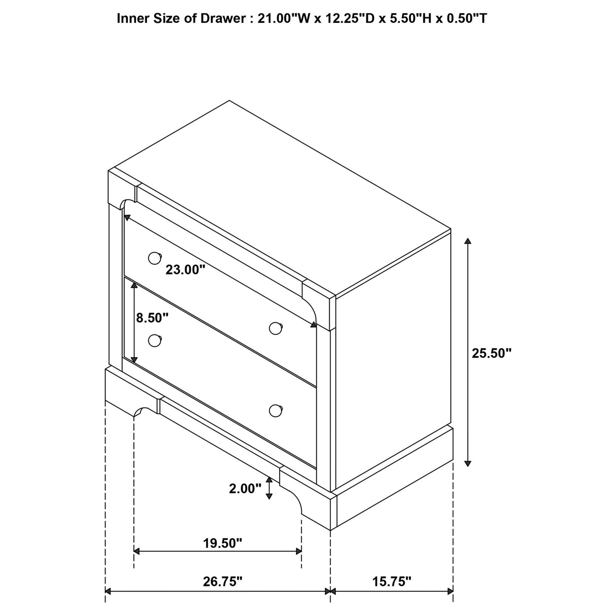 Sundance - 2 Drawer Nightstand - Dark Brown