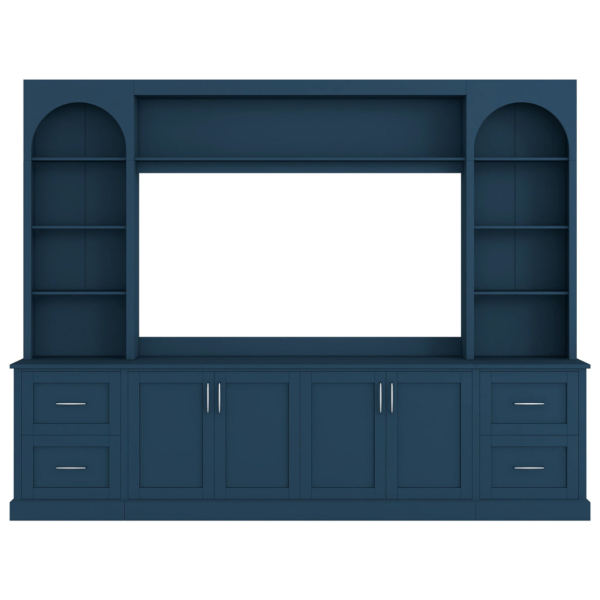 Arched Entertainment Center Wall Unit With Drawers, TV Stand