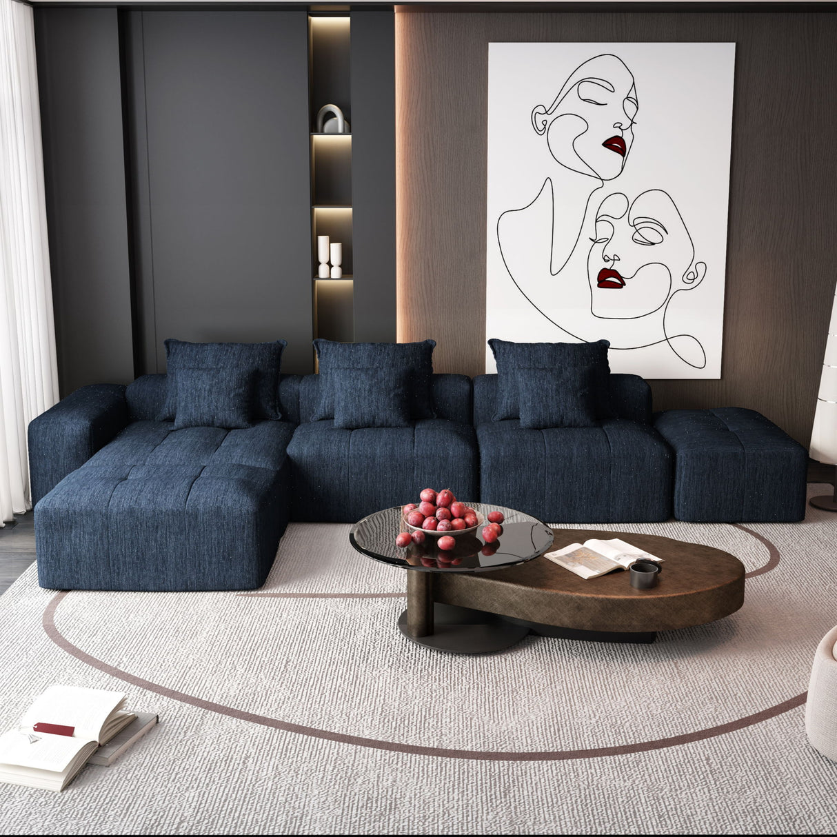Modern Oversized Diy Combination Modular Sectional Sofa With Pillows