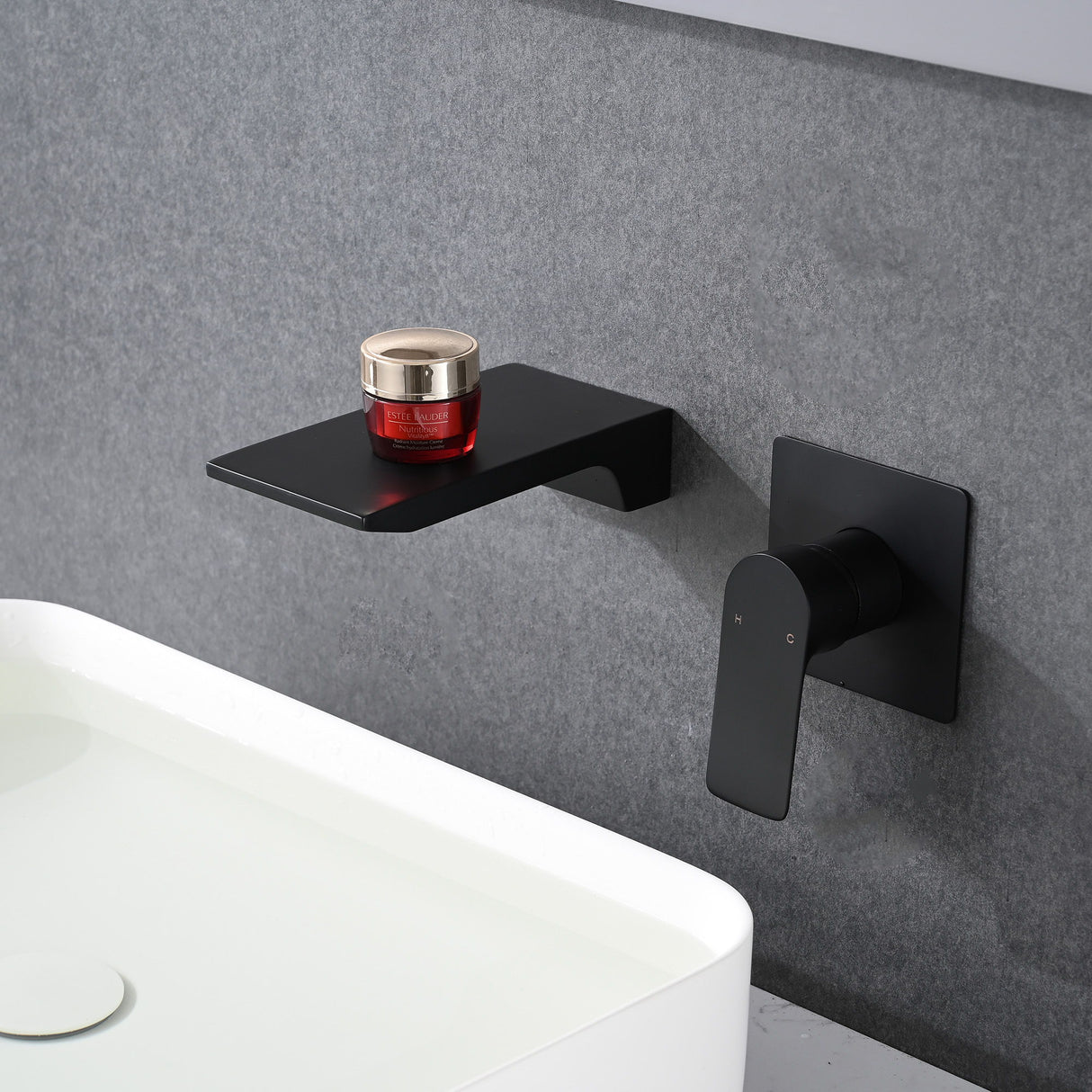 Modern Wall Mount Bathroom Sink Faucet With Waterfall Spout
