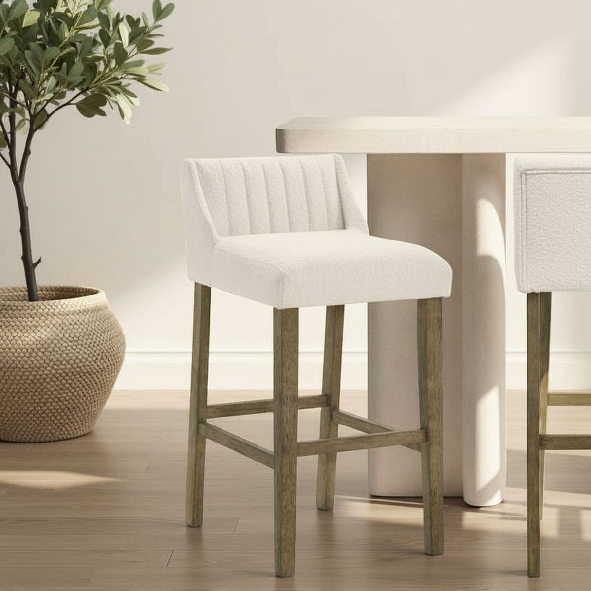 Fauna - Modern Transitional Wood Bar Height Kitchen Bar Stool