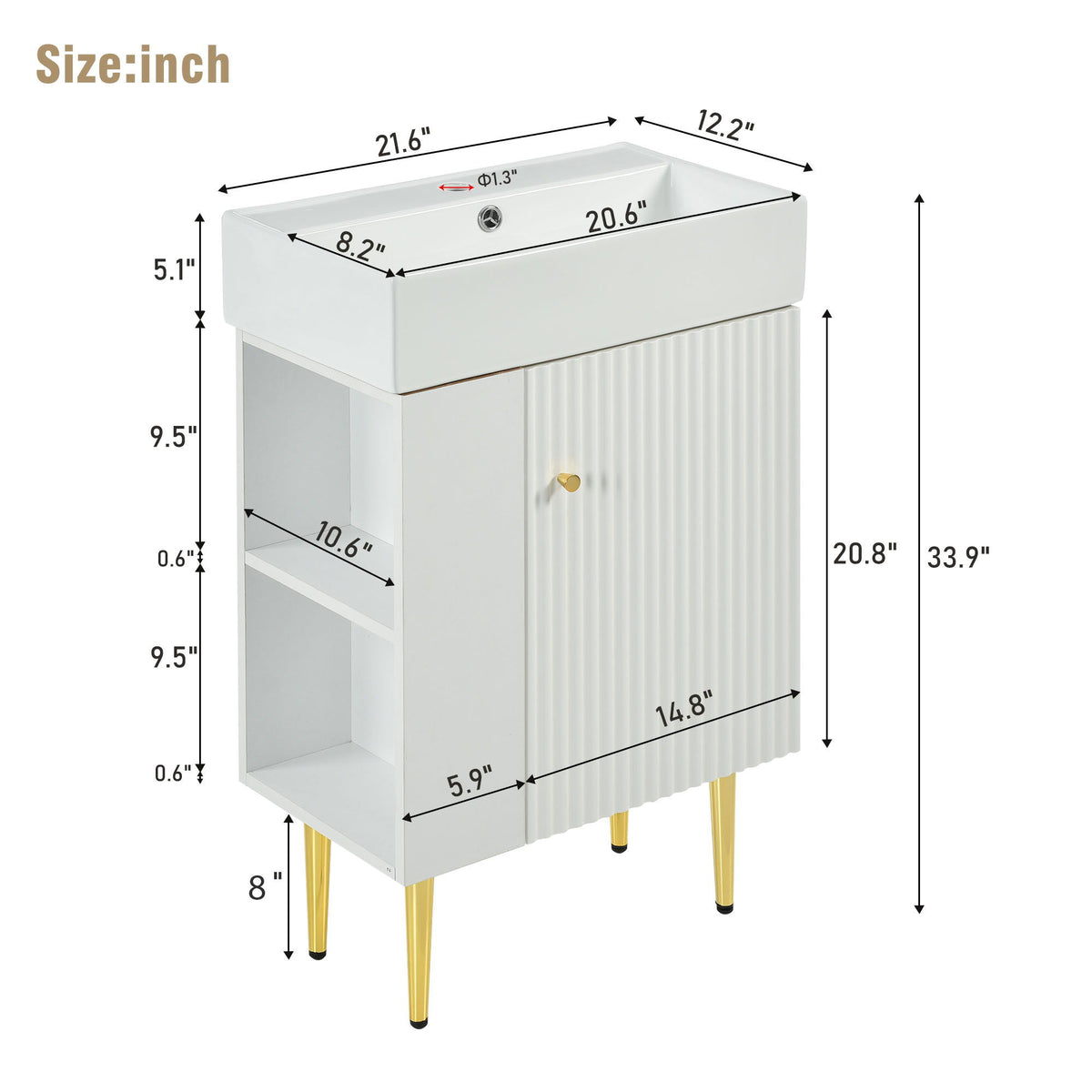 Bathroom Vanity, Combo Cabinet, Bathroom Storage Cabinet, Single Ceramic Sink