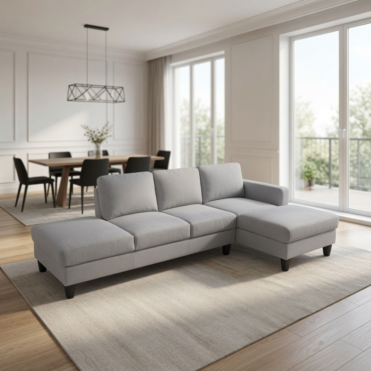 L - Shaped Sectional Sofa With Chaise & Ottoman