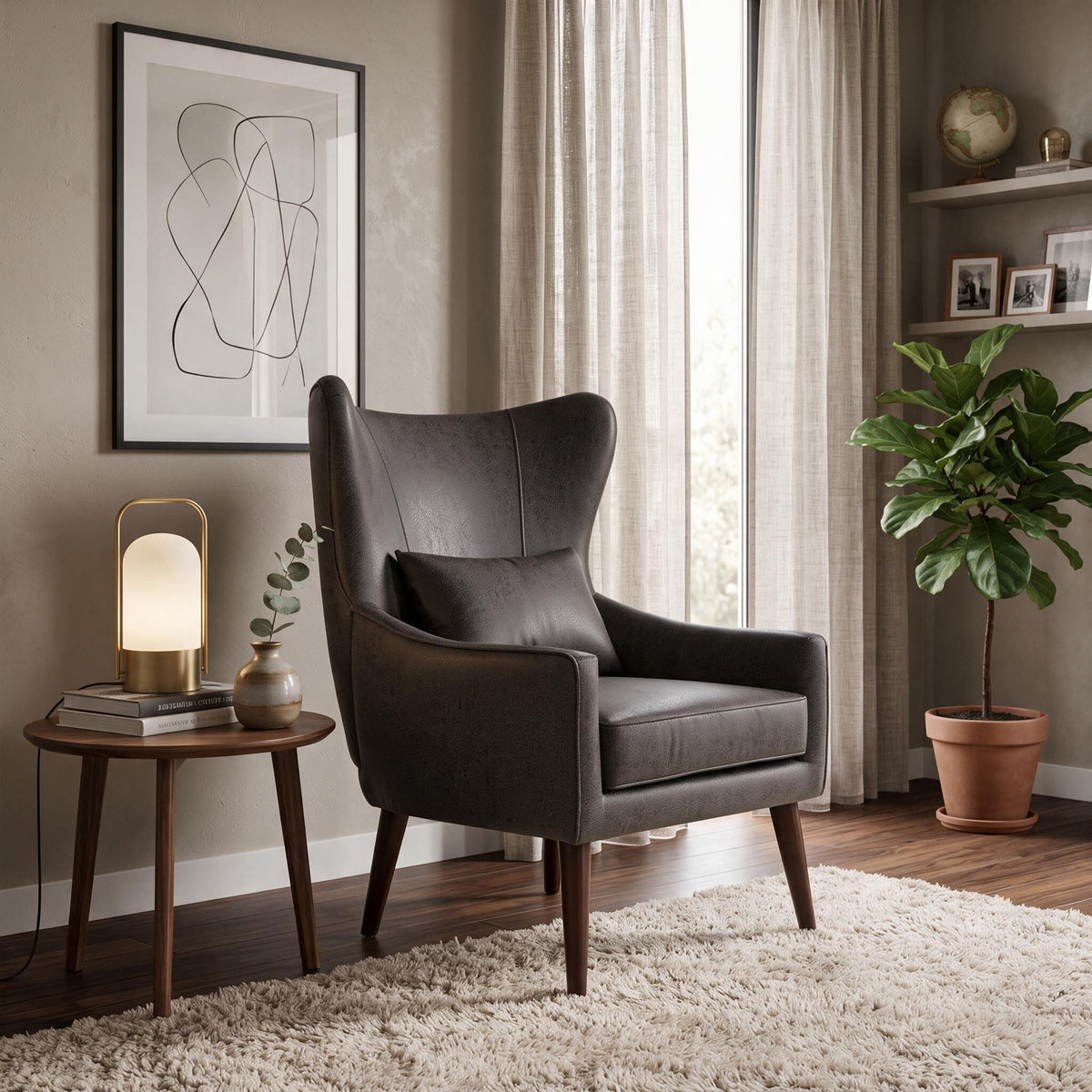 Leisure Chair With Curved Backrest
