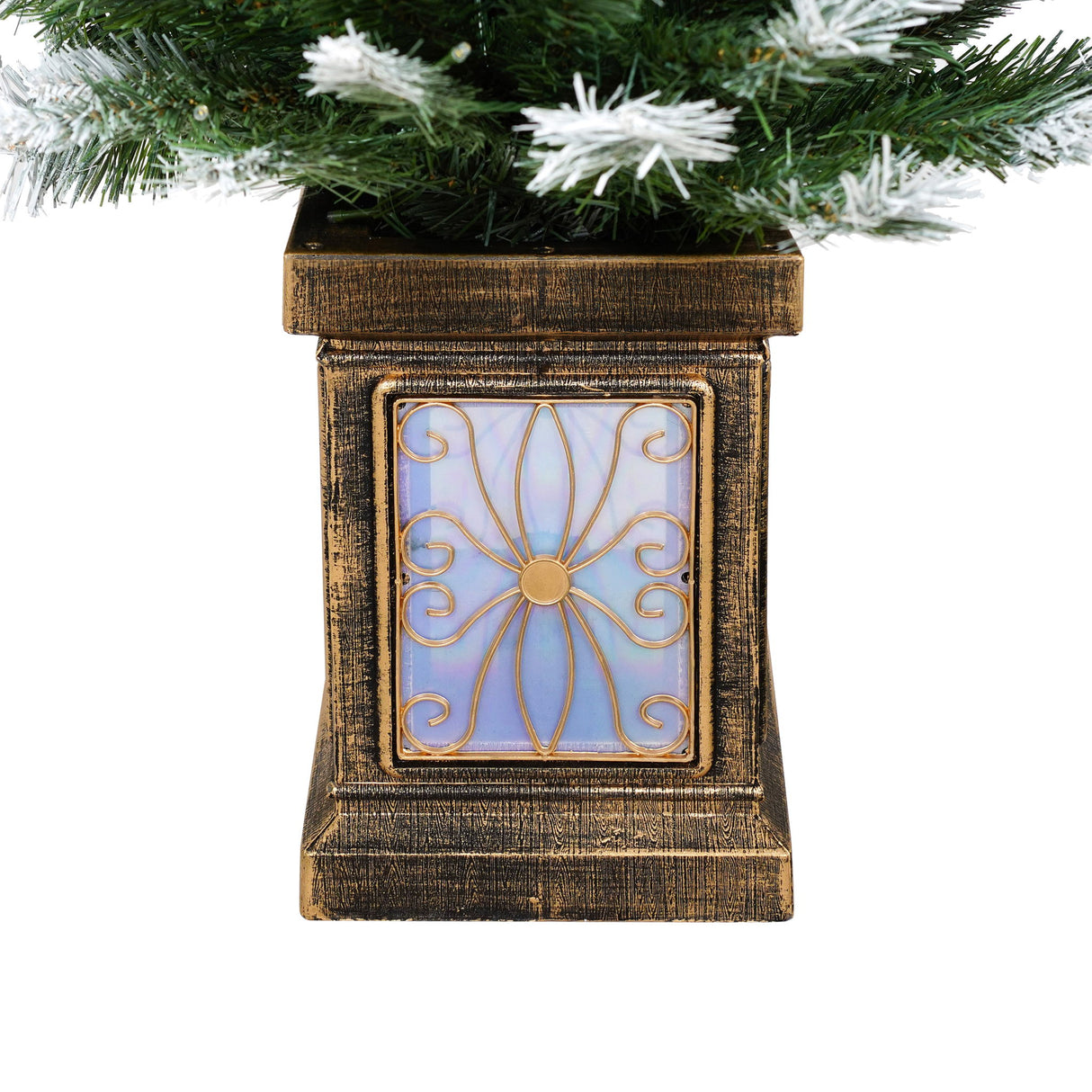 Artificial Christmas 3 Piece Set Wreath And 2 Entrance Trees With LED Lights - White / Green