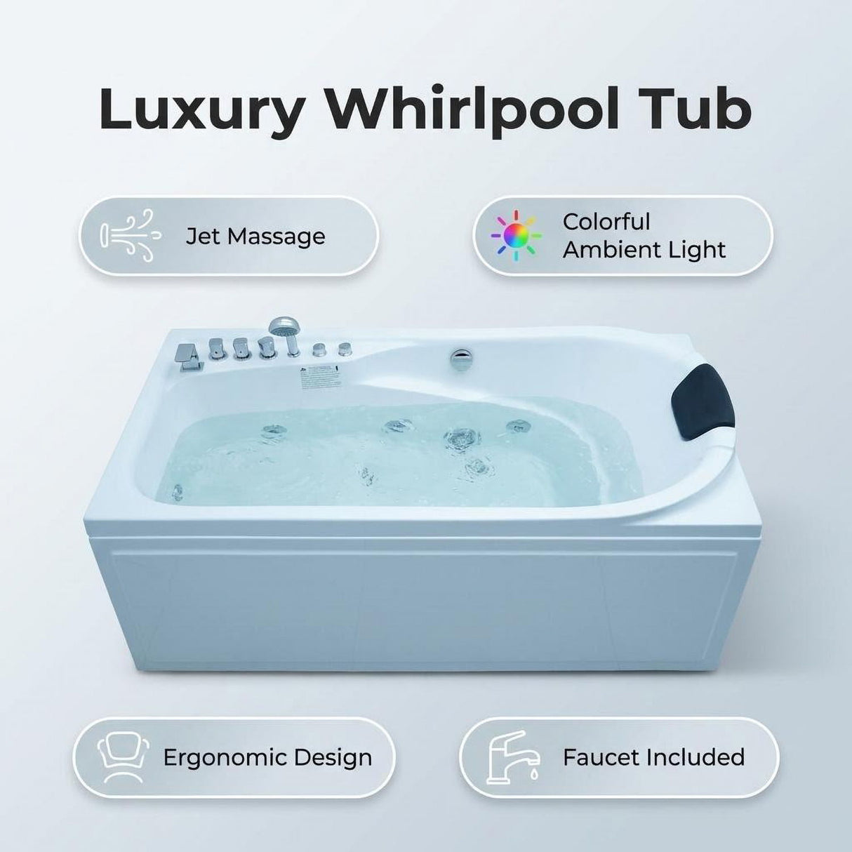 Xavier - Single Corner Massage Bathtub - Milk White
