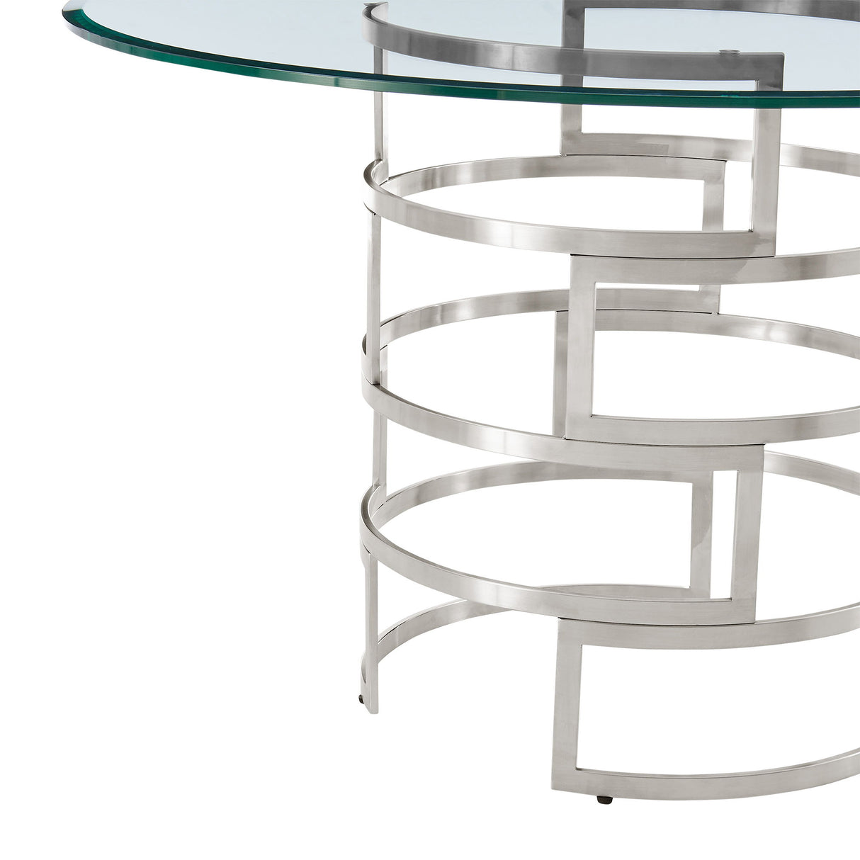 Diaz Morgan - 5 Piece Round Glass Dining Table Set - Brushed Silver / Blue