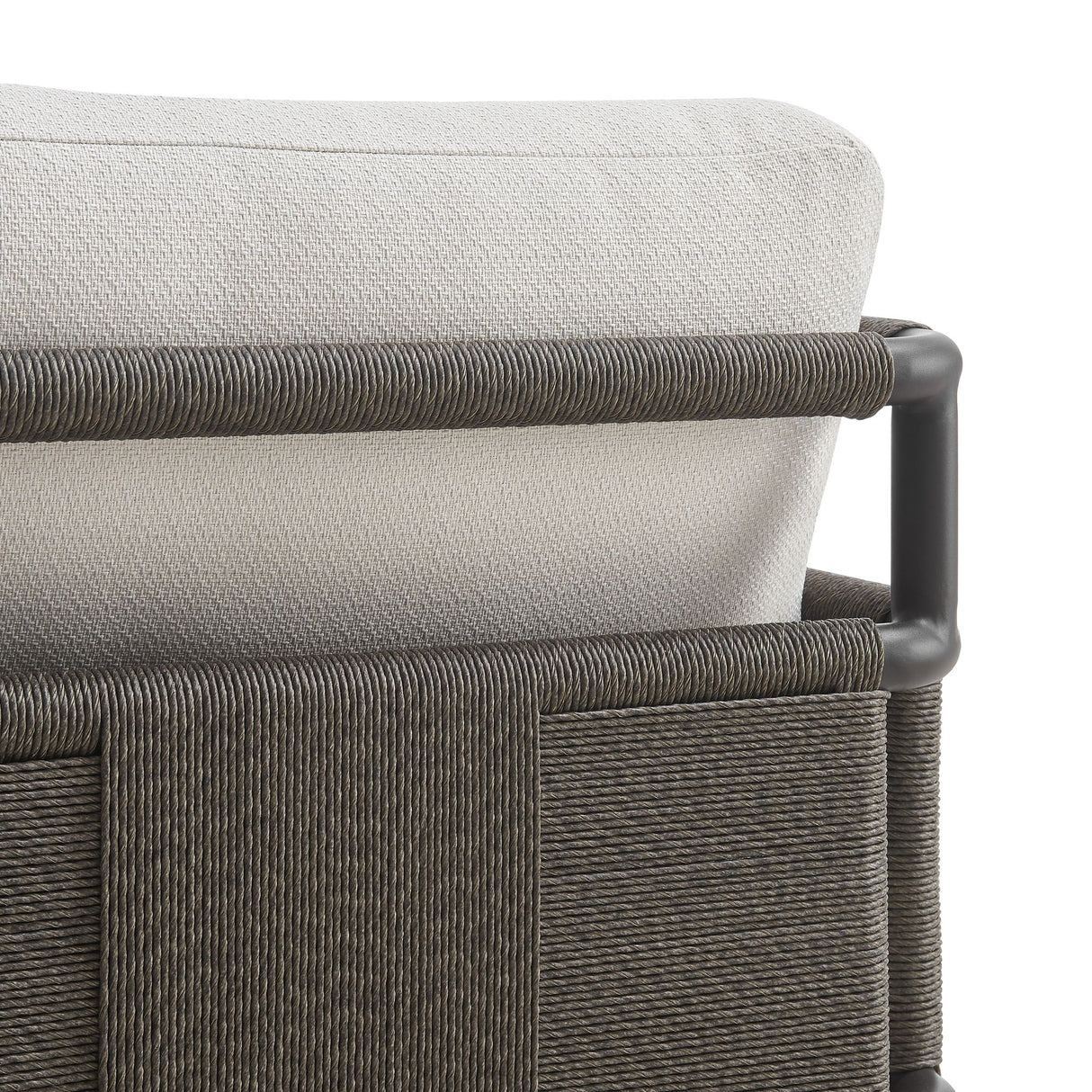 Brampton - 93" Metal Outdoor Sectional With Cushions - Gray / Off White