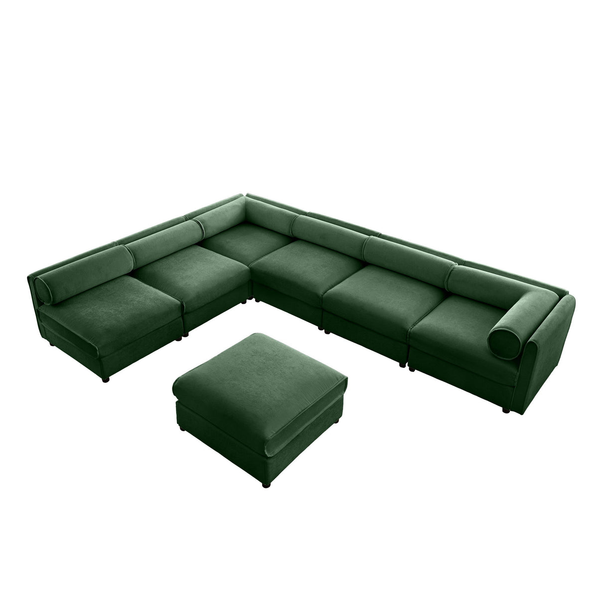 Modern (Set of 6) Modular Sectional Sofa With Storage Soft Cylindrical Design For Living Room - Green