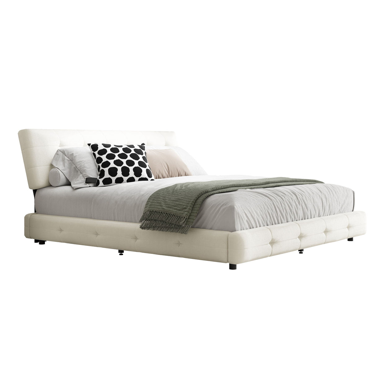 Tufted Headboard With Extra-Large Ultra-Soft Cloud Pillow Design
