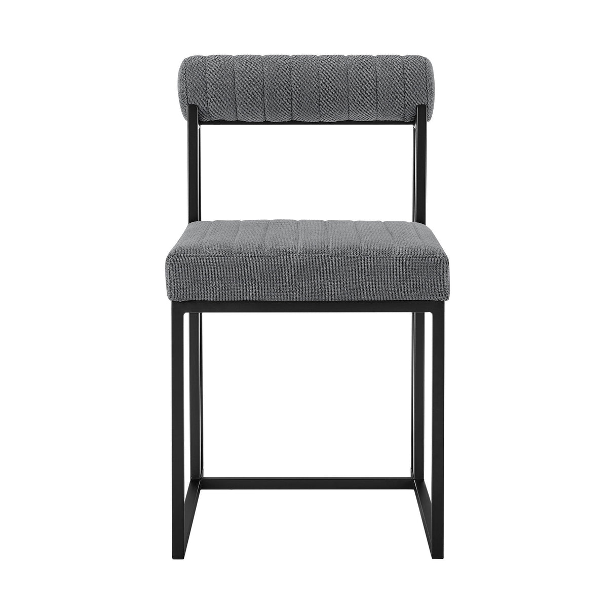 Devi Anastasia - 5 Piece Round Glass Dining Table Set - Matte Black / Anchor Gray