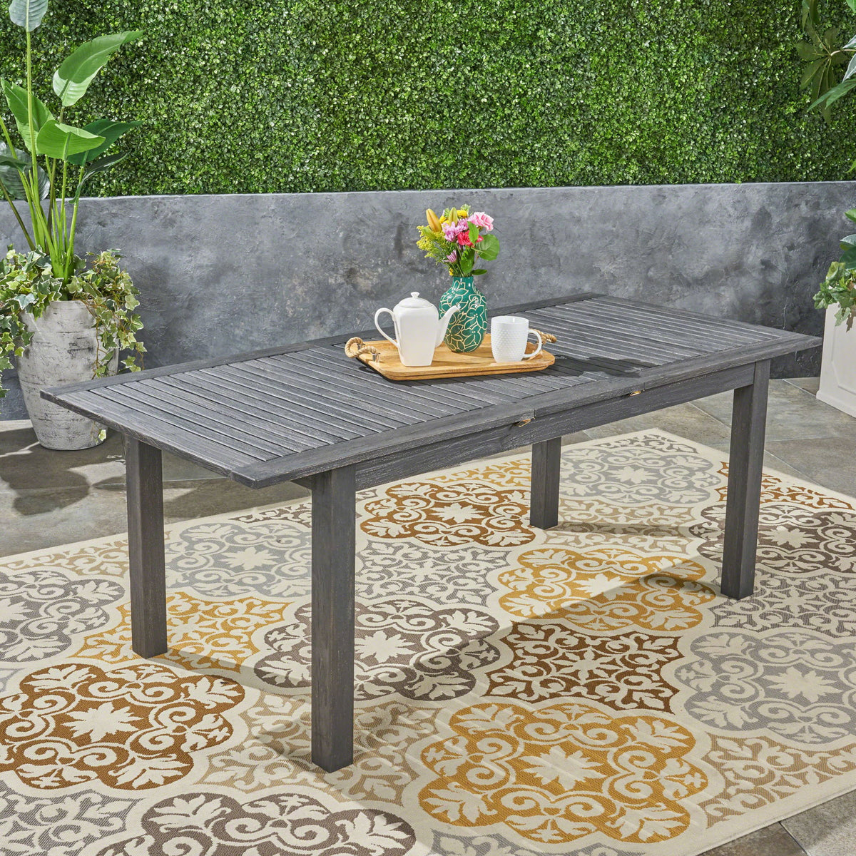 Outdoor Expandable Dining Table With Square Legs