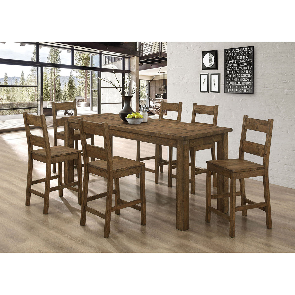 Amarillo - Rectangular Counter Height Dining Table - Rustic Brown